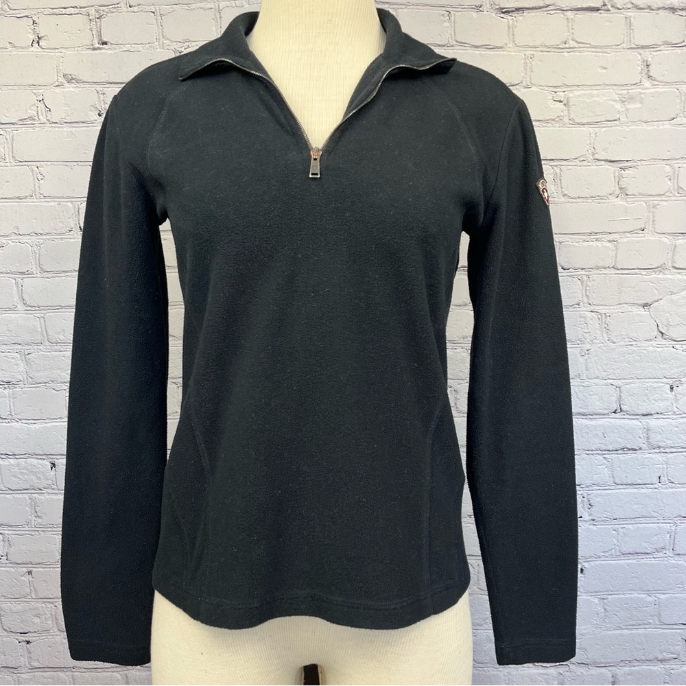 Post Card Luxury Italian 1/4 Zip Long Sleeve Fleece Pullover Black Sz M